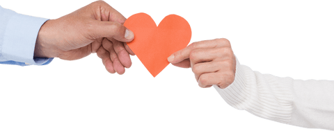 Transparent Romantic Gesture with Hands Holding Heart Paper