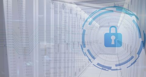 cybersecurity icon over data center servers - Download Free Stock Images Pikwizard.com