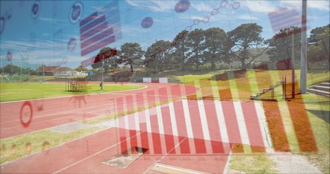 Data Visualization Overlaid on Empty Sports Track During Pandemic - Download Free Stock Images Pikwizard.com