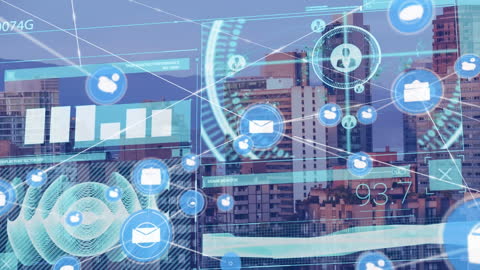 Digital Data Flow and Communication in Modern Cityscape