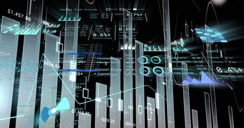 Futuristic Digital Data Visualization with Holographic Graphs