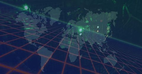 Futuristic Digital World Map with Connectivity Nodes - Download Free Stock Images Pikwizard.com