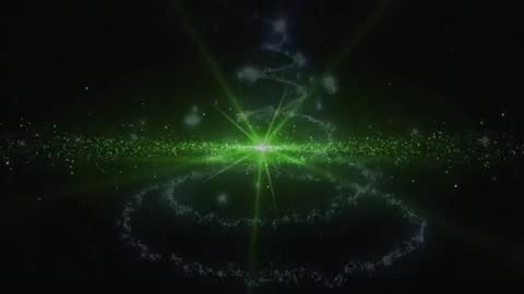 Evolving Green Energy Burst with Sparkling Trails