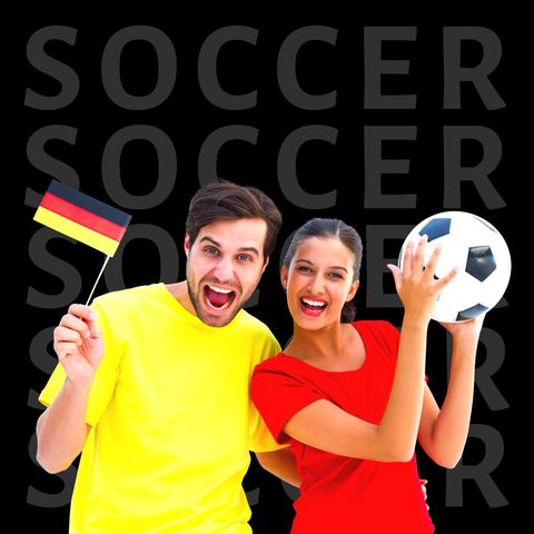 enthusiastic soccer fans celebrating with germany flag - Download Free Stock Templates Pikwizard.com