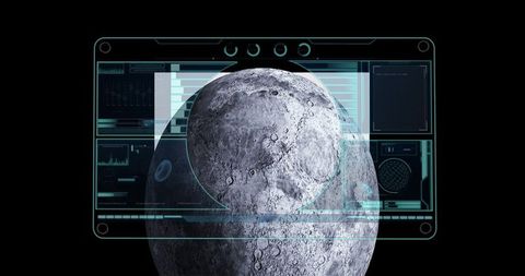 digital interface overlay displaying lunar data visualization - Download Free Stock Images Pikwizard.com