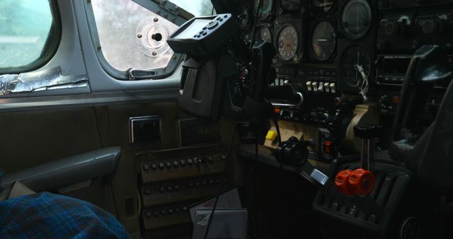 Inside View of Cockpit with Instrument Panels and Controls - Download Free Stock Images Pikwizard.com