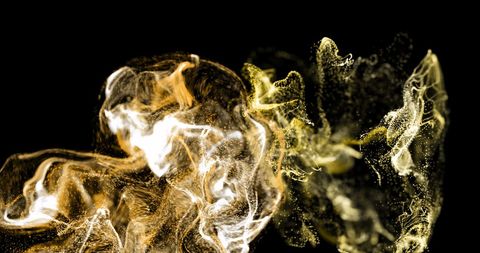 Dynamic Yellow and Orange Particle Cloud on Black Background - Download Free Stock Images Pikwizard.com