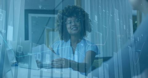 Professional Businesswoman Analyzing Finance Data in Office Setting