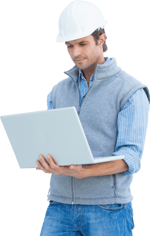 Transparent Architect in Hard Hat Using Laptop - Download Free Stock Videos Pikwizard.com