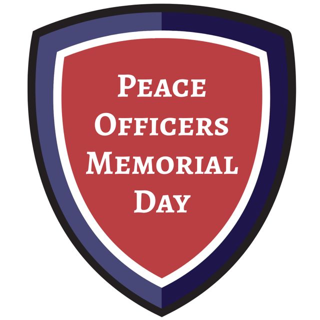 Peace Officers Memorial Day shield badge symbolizes respect and remembrance for fallen law enforcement officers. This design can be used for social media posts, commemorative events, websites, and online articles honoring and commemorating the bravery and sacrifice of peace officers.