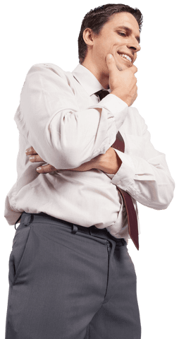 Transparent Inspirited Businessman Contemplating Innovation