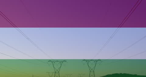 National Flag Superimposed on Power Lines