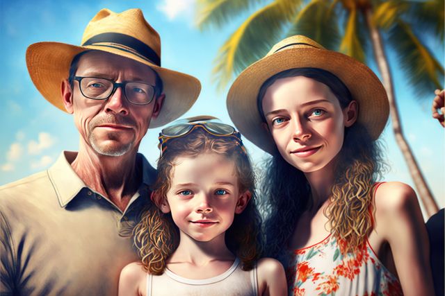 Smiling Family Enjoying Tropical Vacation in Sunshine - Download Free Stock Images Pikwizard.com