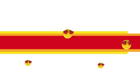 Heart-Eye Emojis on Red and Yellow Banner