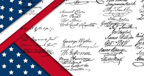 American Flag and Declaration of Independence Merged Background