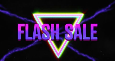 Neon Flash Sale Sign with Glowing Electric Triangles