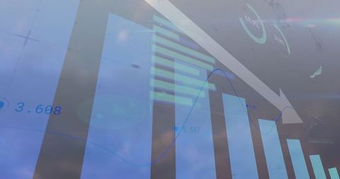 Decline in Business Data with Bar Graph and Digital Analytics