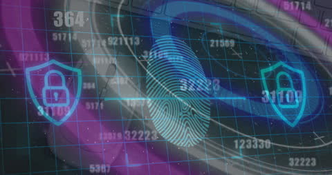 Futuristic Digital Security with Fingerprint and Locks