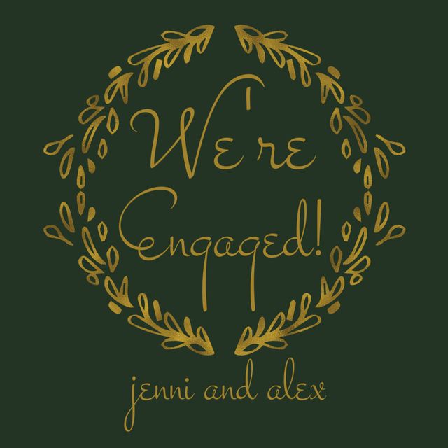 Elegant Gold Wreath We’re Engaged Announcement Template - Download Free Stock Templates Pikwizard.com