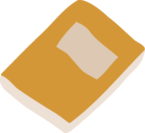 Minimalist mustard notebook with label on transparent background