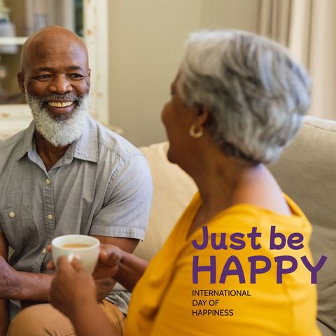 senior couple enjoying coffee on international day of happiness - Download Free Stock Templates Pikwizard.com