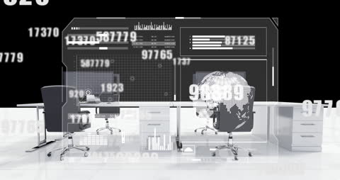 Futuristic Office with Financial Data Visual Augmentation