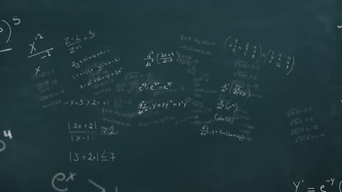 Animated Mathematical Equations on Dark Chalkboard