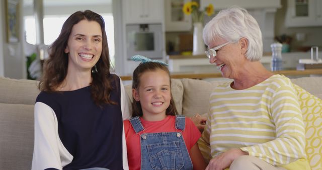 Happy Multi-Generational Family Smiling Together on Couch - Download Free Stock Images Pikwizard.com