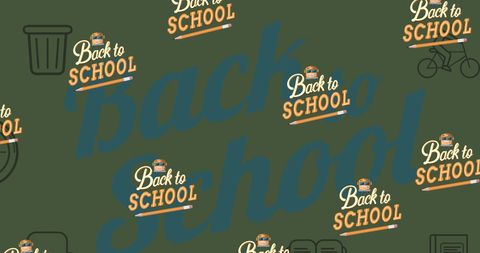 Seamless Back to School Pattern with Educational Icons on Green Background