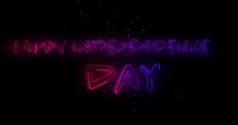 Neon Happy Independence Day with Fireworks - Download Free Stock Images Pikwizard.com