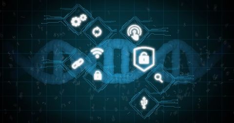 DNA Technology Icons with Digital Interface Overlay - Download Free Stock Images Pikwizard.com