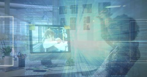 Digital Data Overlay on Business Team Analyzing Tech Concepts - Download Free Stock Images Pikwizard.com