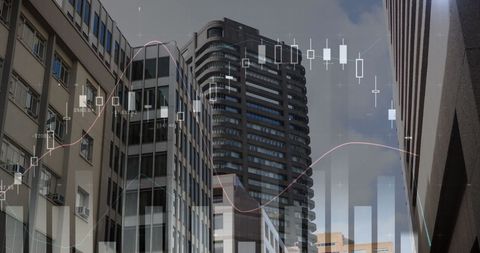 Business Charts Overlay with Urban Building Background - Download Free Stock Images Pikwizard.com