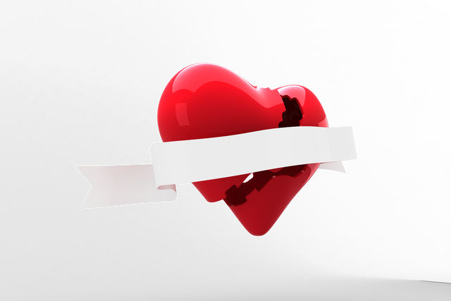 Digital Transparent Red Broken Heart with White Ribbon Banner - Download Free Stock Videos Pikwizard.com