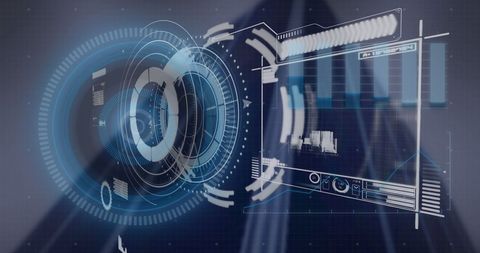 Futuristic digital interface showcasing data processing