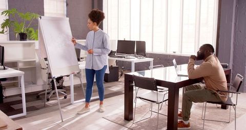 Business Presentation in Modern Office with Diverse Team