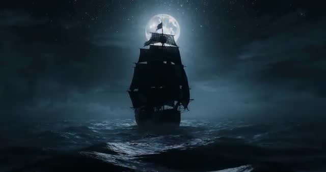 Majestic Sailing Ship Navigating Moonlit Ocean