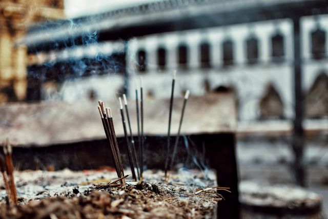 Burning Incense Sticks at Temple for Spiritual Rituals - Download Free Stock Images Pikwizard.com