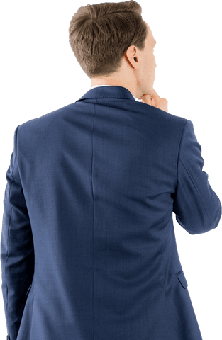 Thoughtful Transparent Pose of Businessman in Suit