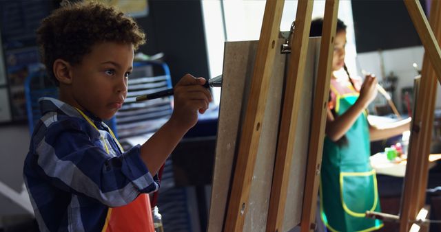 Children Painting on Easels in Art Classroom - Download Free Stock Images Pikwizard.com