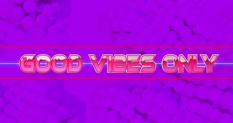 Retro neon text 80s inspired good vibes only design