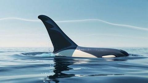 Majestic orca whale surfacing on a calm ocean