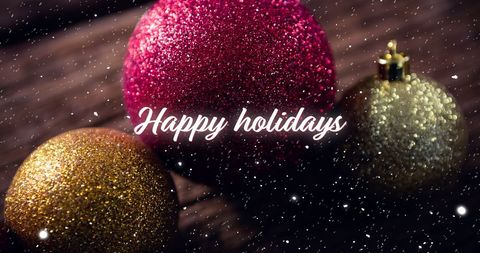 Holiday-themed concept featuring vibrant baubles and greeting. Perfect for Christmas postcards, festive social media posts, or holiday event promotions, conveying a warm and cheerful atmosphere.
