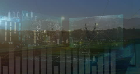 Mathematical Formulas Digitally Overlaying High Voltage Lines