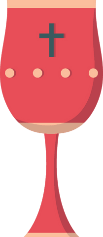 Illustration of red religious chalice with transparent background