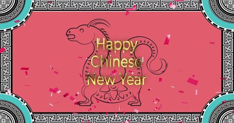 Chinese New Year Celebration with Festive Pattern and Message