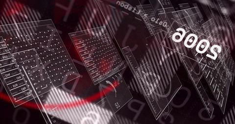 Futuristic Financial Dashboard Displaying Currency UI Panels and Neon Data Streams