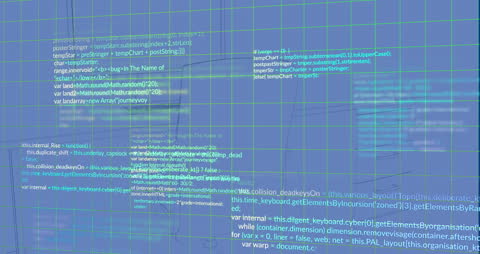 Data Processing Animation Overlaying Office Blueprint Background