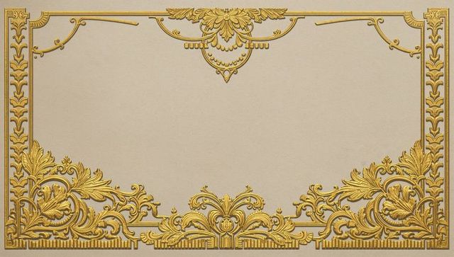 Ornate Gold Baroque Frame Featuring Acanthus Crest On Beige Parchment Panel