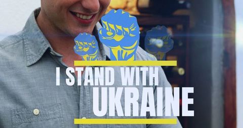Supporting ukraine with solidarity fist icons